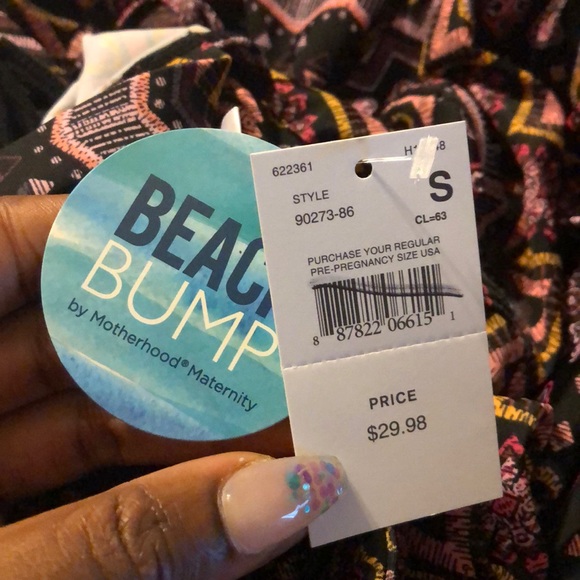 Motherhood Cross Back Ruched Maternity Swim Top - Picture 4 of 4